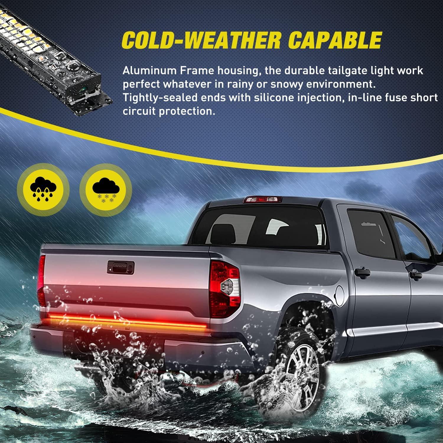 imageNilight TR04 Truck Tailgate Bar 60quot Triple Row 504 LED Strip with Red Brake White Reverse Sequential Amber Turning Signals Strobe Lights2 Years Warranty60 Aluminum Frame LED Strip