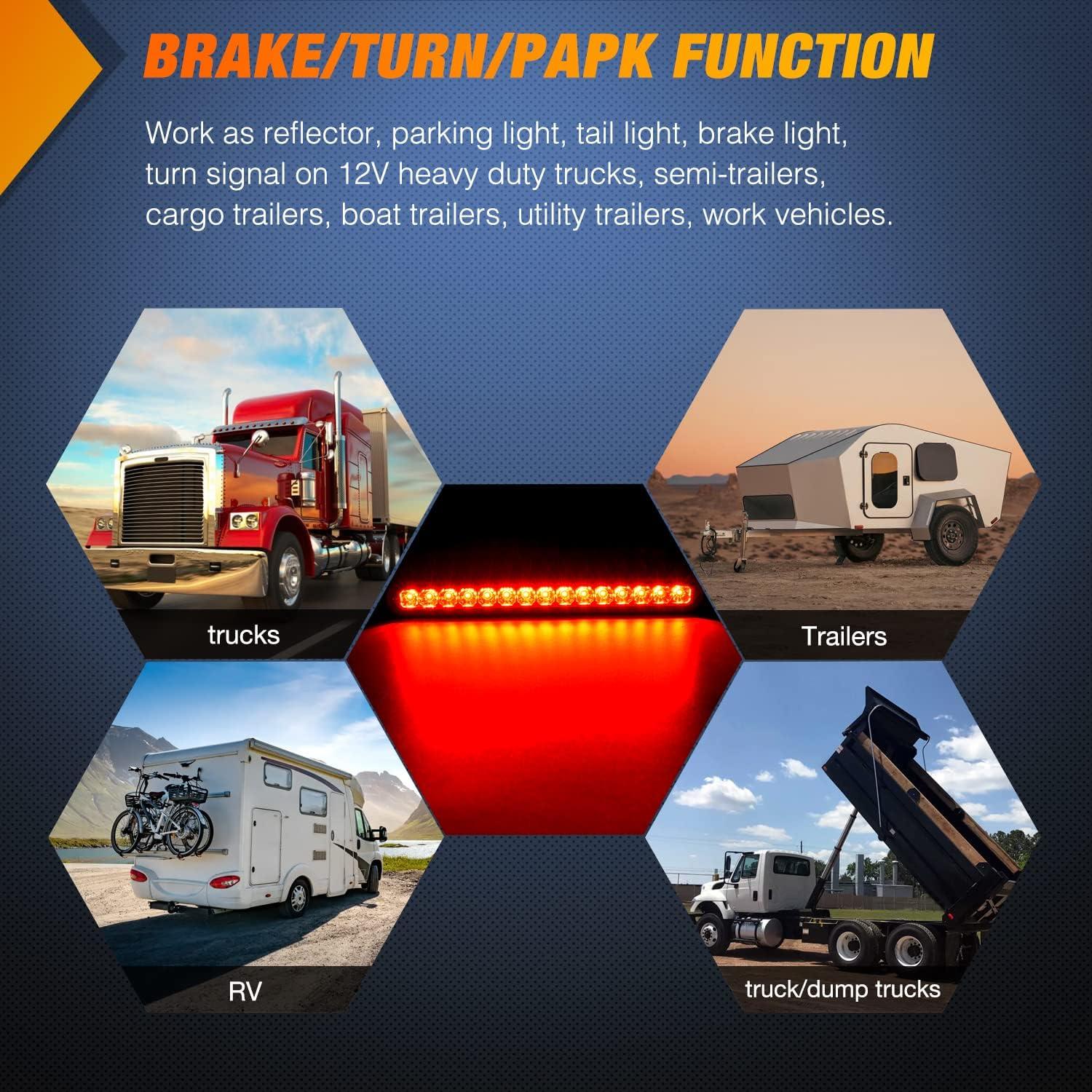 imageNilight Trailer Light 16Inch 12 LED Red Running Brake Sequential Turn Signals Lights Waterproof Rear Maker ID Bar for 12V Boat Truck RVRed 10Inch 15LED