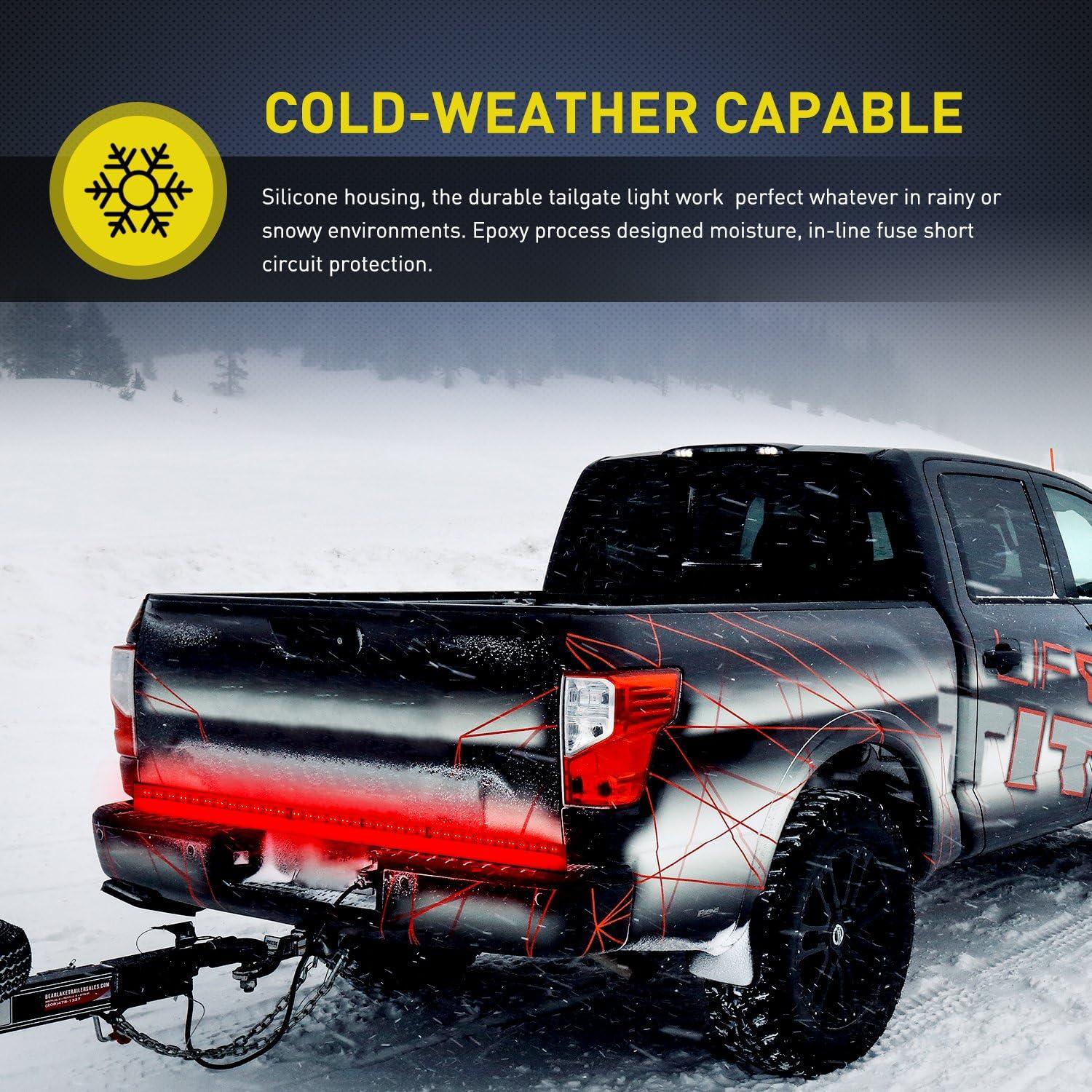 imageNilight Truck Tailgate Light Strip 60quot Aluminum FrameTriple Row Light Bar 1200 LED w Red Running Brake White Reverse Light Red Sequential Turn Signal48 Tailgate Light Strip