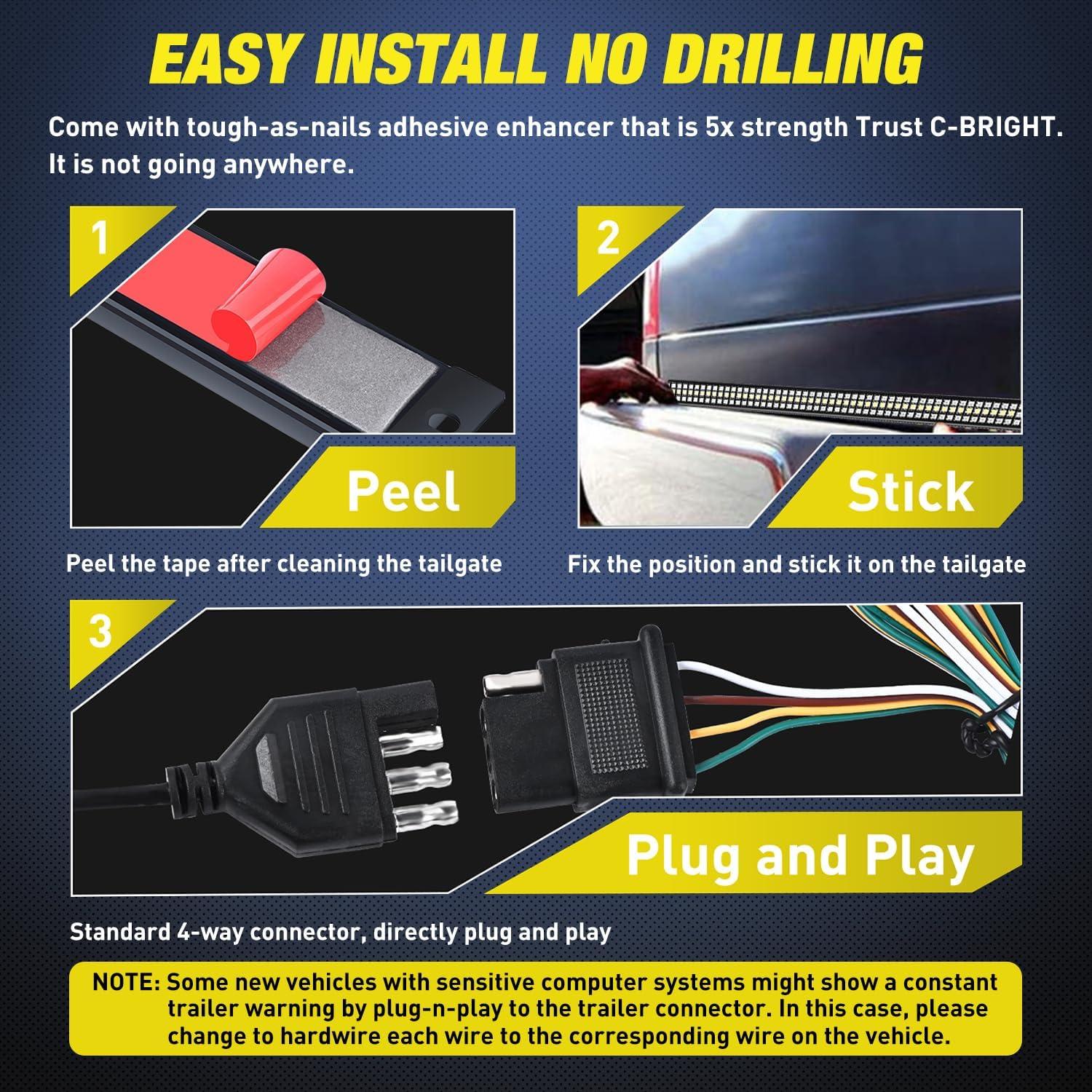 imageNilight Truck Tailgate Light Strip 60quot Aluminum FrameTriple Row Light Bar 1200 LED w Red Running Brake White Reverse Light Red Sequential Turn Signal60 Aluminum Frame Tailgate Light Bar