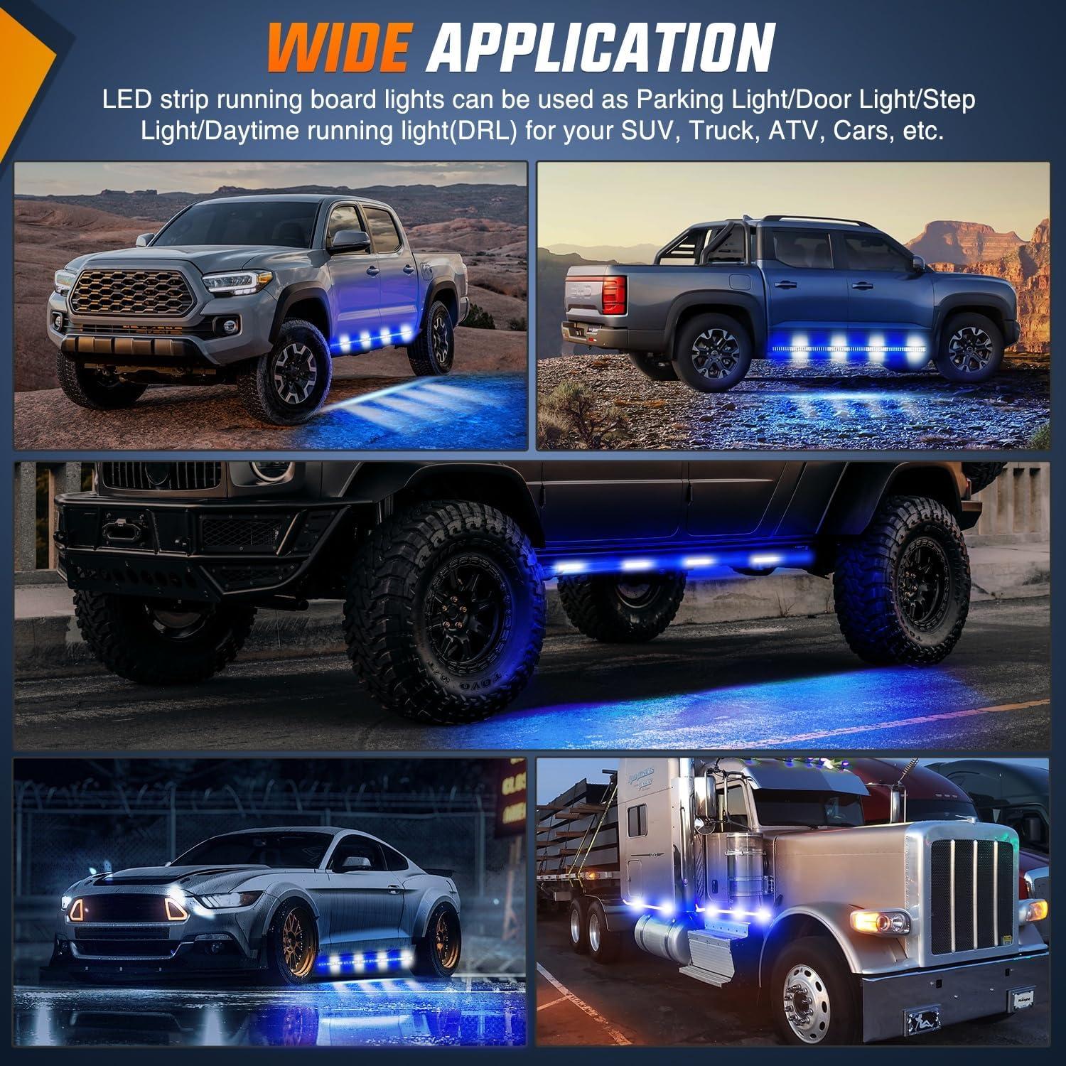 imageNilight Truck Tailgate Light Strip 7 Inch Aluminum Frame Double Row 60 LED Red Running Brake Amber Sequential Turn Signals Strobe Lights Bar for Trailer Hitch Cargo Carrier Luggage RackBlue White