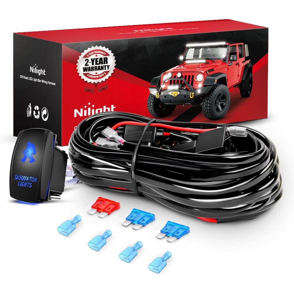 imageNilight 10013W NI WA 07 LED Light Bar Wiring Harness Kit SASQUATCH LIGHTS 12V 5Pin Rocker Laser On off Waterproof Switch Power Relay Blade Fuse2 Lead2 Years Warranty