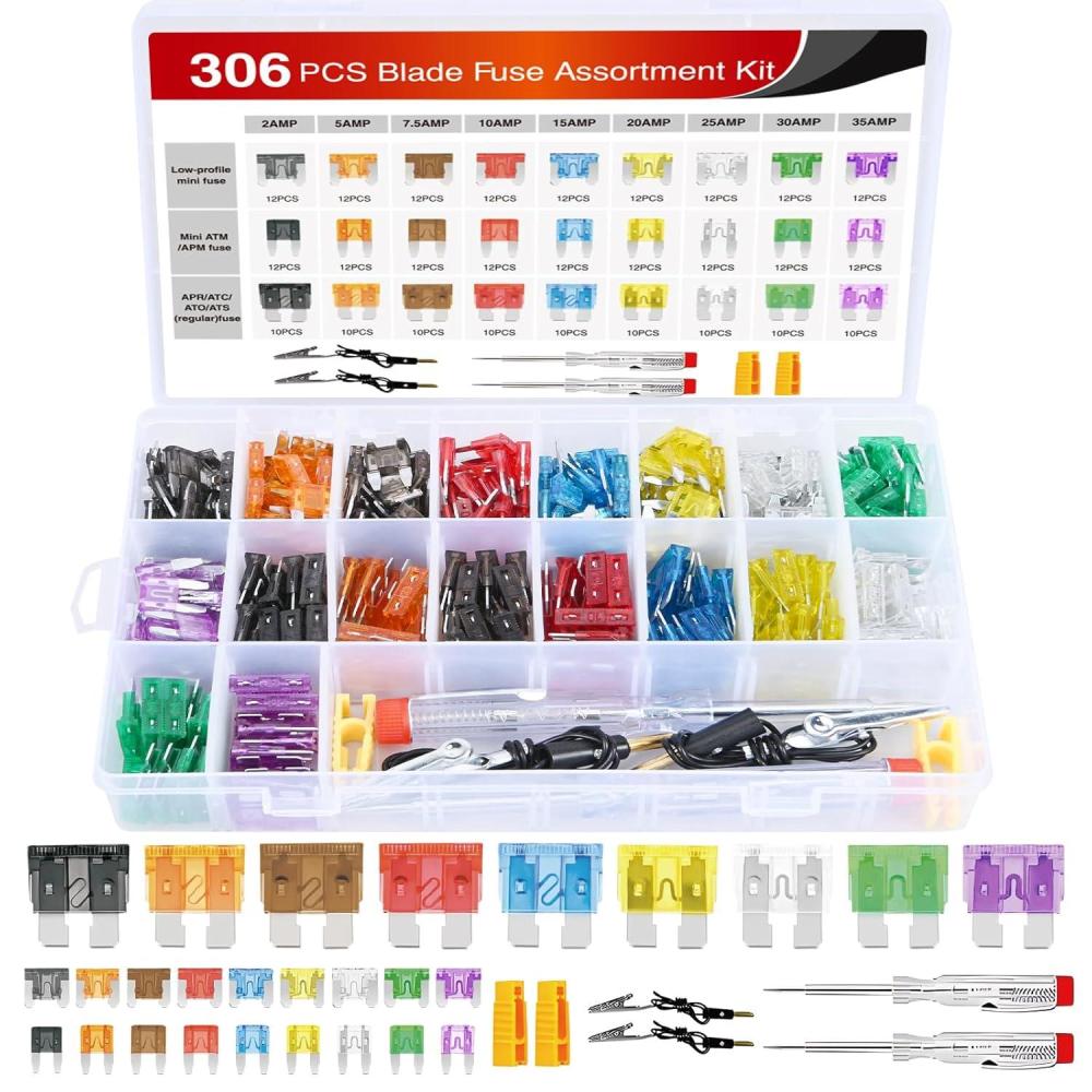 imageNilight 50016R 120 pcs Standard Fuse Assortment kit 5 75 10 15 20 25 30 AMP Regular APRATO OpenATC Blade Fuses for Cars Trucks BoatsAutomotives2 Years Warranty306PCS 3 Style Fuses wCircuit Tester