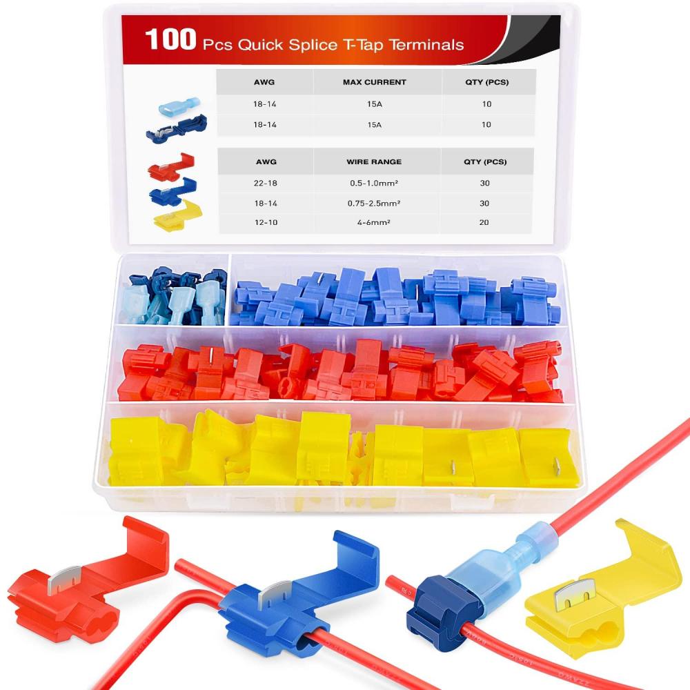 imageNilight 50036R Closed End Crimp Terminal 300 pcs 221616141210 Gauge Nylon Wire Connector Kit2 Years Warranty100Pcs Snap Wire Connector