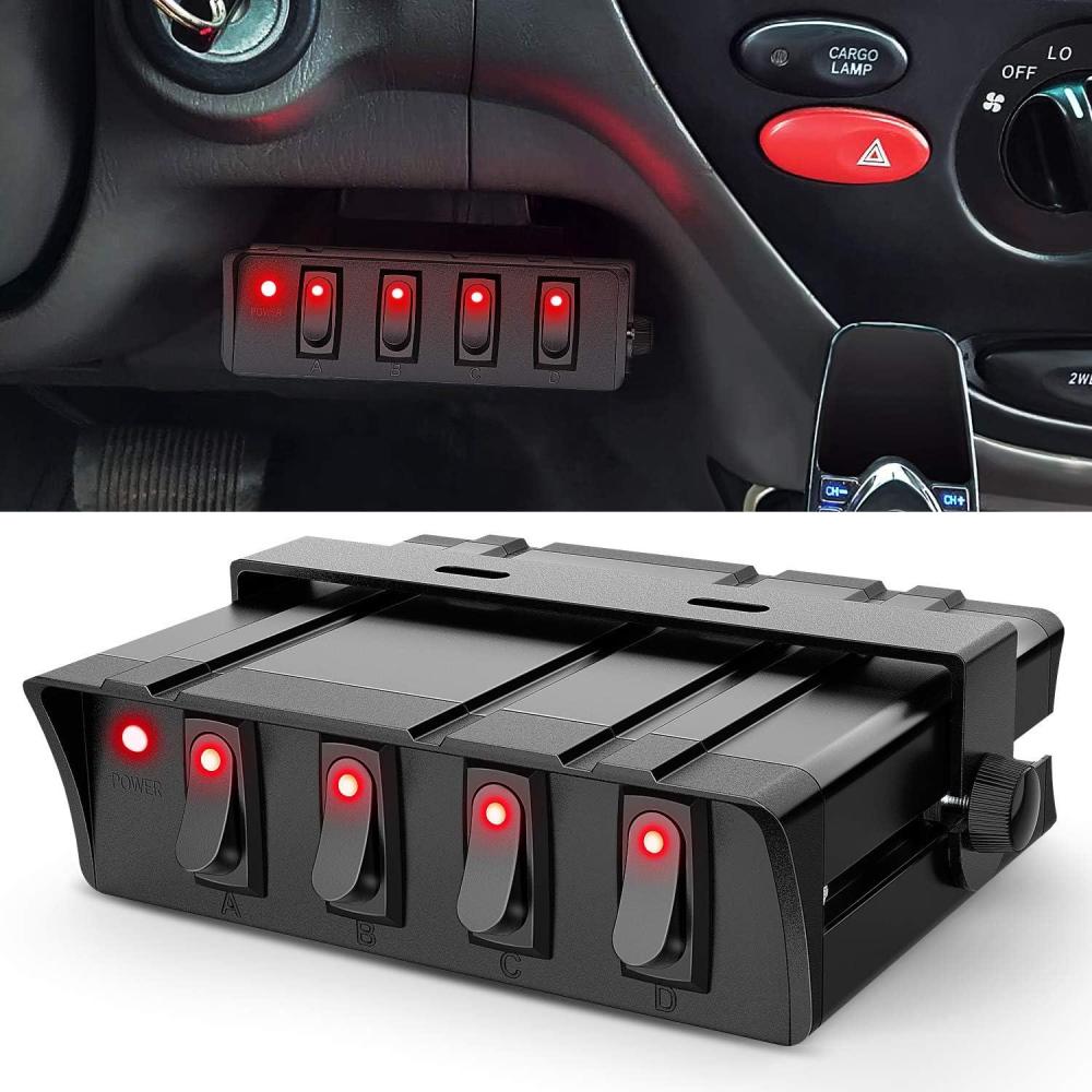 imageNilight  6 Gang Rocker Switch Box SPST Toggle Switch Panel 12V 24V 20A Switch Panel 60Amp Max for Automotive Cars Vehicles Boats RVs Campers SUVs4 Gang Switch Box
