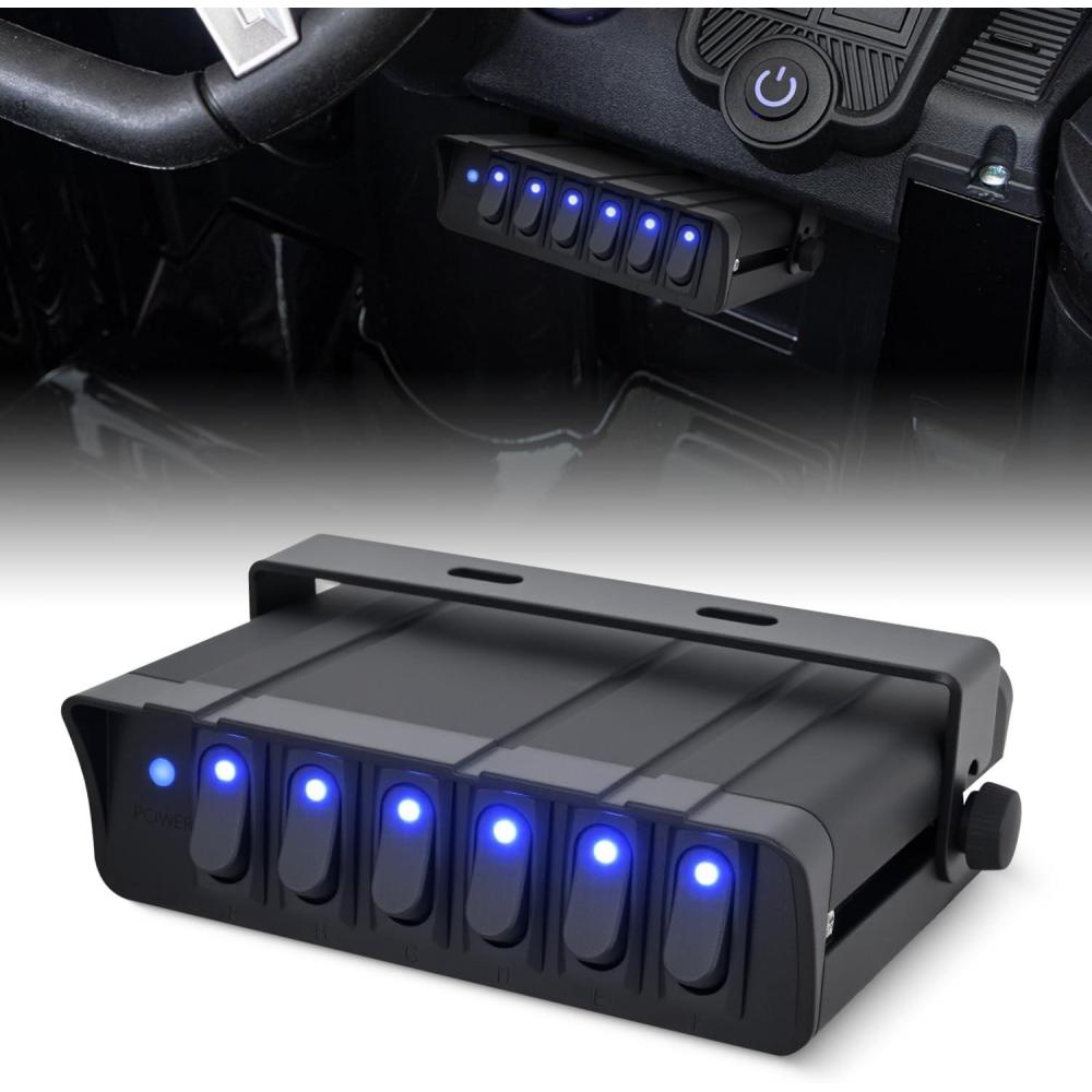 imageNilight  6 Gang Rocker Switch Box SPST Toggle Switch Panel 12V 24V 20A Switch Panel 60Amp Max for Automotive Cars Vehicles Boats RVs Campers SUVsBlue 6 Gang Switch Box