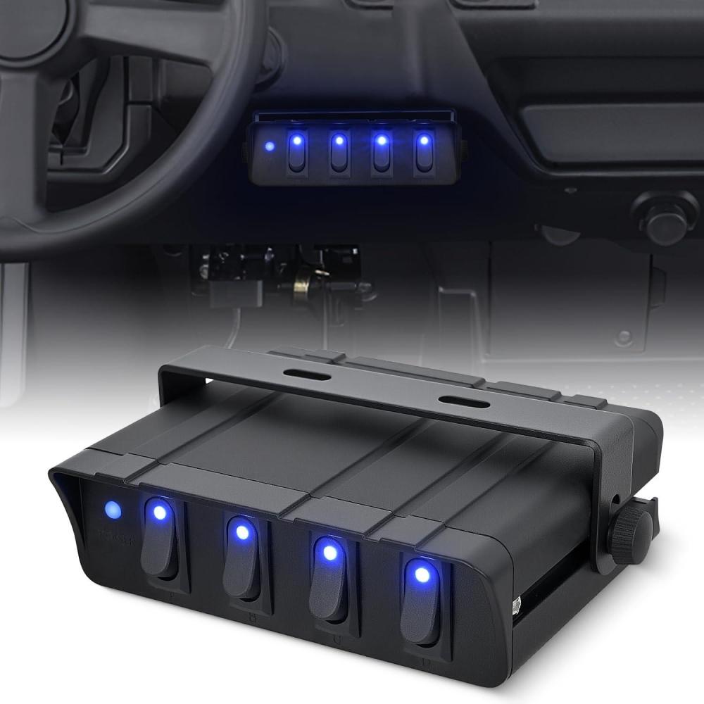 imageNilight  6 Gang Rocker Switch Box SPST Toggle Switch Panel 12V 24V 20A Switch Panel 60Amp Max for Automotive Cars Vehicles Boats RVs Campers SUVsBlue 4 Gang Switch Box