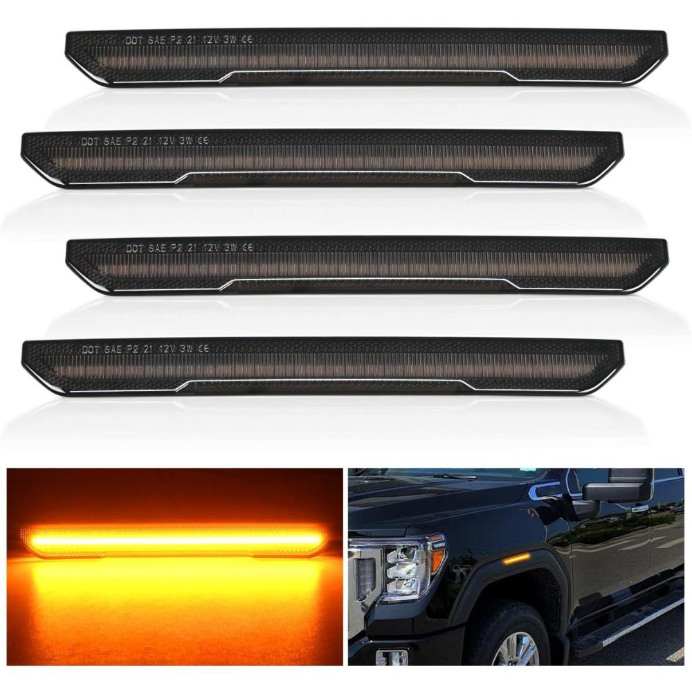 imageNilight 10 PCS Amber Red 38 Inch 6 LED Side Marker Front Rear Indicator Clearance Lamp for 12V Truck Trailer RV Cab Boat Bus LorrySmoked Amber Sierra 2500HD 3500HD 20202024