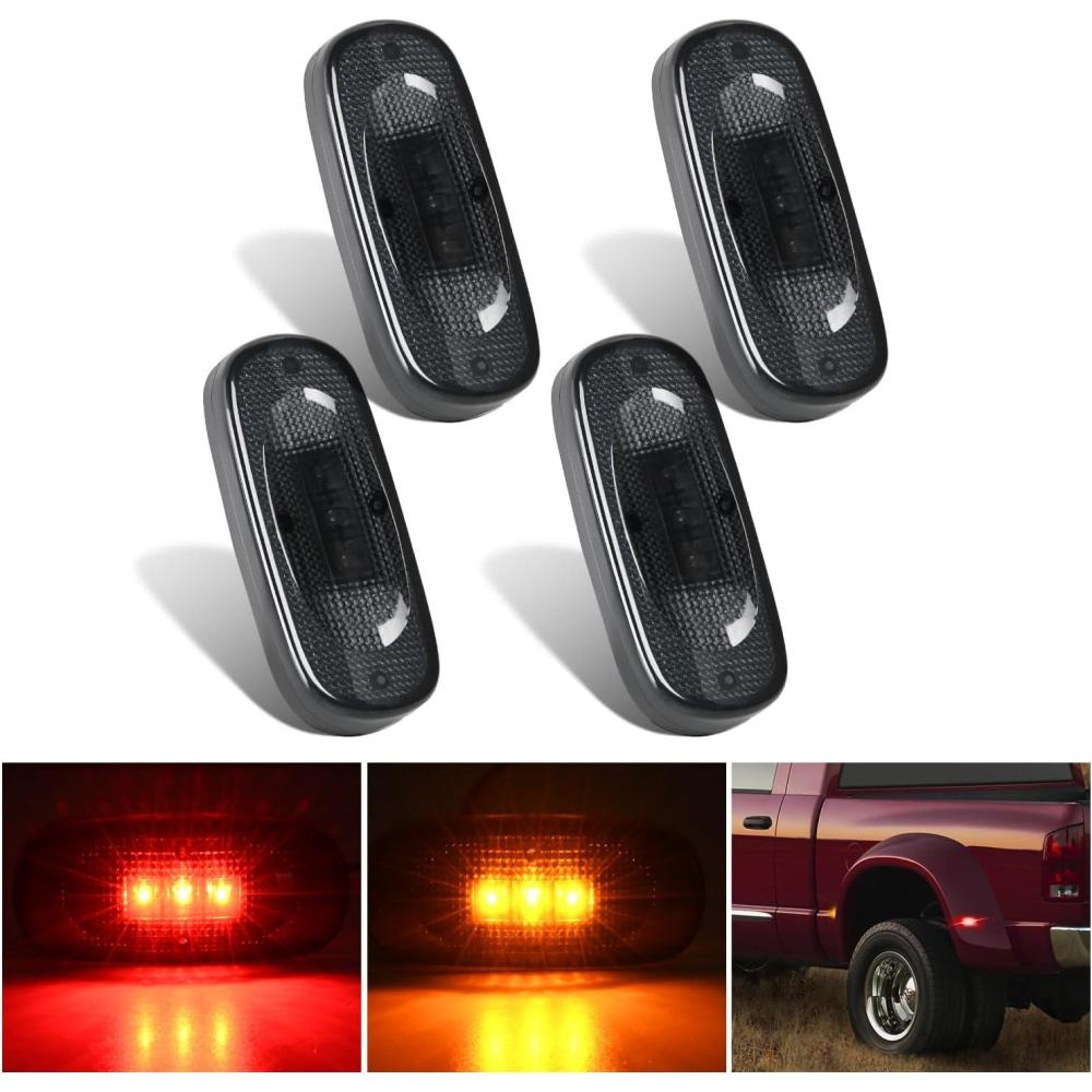 imageNilight 10 PCS Amber Red 38 Inch 6 LED Side Marker Front Rear Indicator Clearance Lamp for 12V Truck Trailer RV Cab Boat Bus LorrySmoked AmberRed Ram 1500 2500 3500 20032009