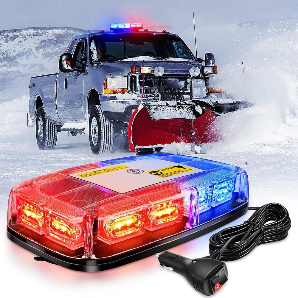 imageNilight 12 Inch Roof Top Strobe Lights 48LED Hazard Light Emergency Safety Warning LED Flashing Bar Magnetic Mount 12V 24V Cars Trucks Tractors Snow Plows Construction VehiclesBlue and Red