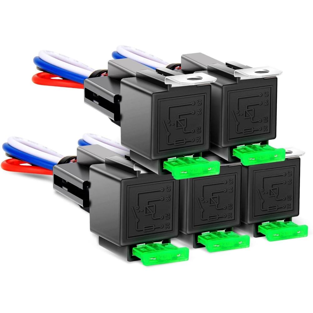 imageNilight 12V Fuse Relay Box 6 Relays 6 Slots ATC ATO Blade Fuse Holder 4Pin 5Pin Terminal 40A Relay Waterproof Block Kit Universal for Automotive Car Truck Camper Marine BoatFuse Relay 5 Pack