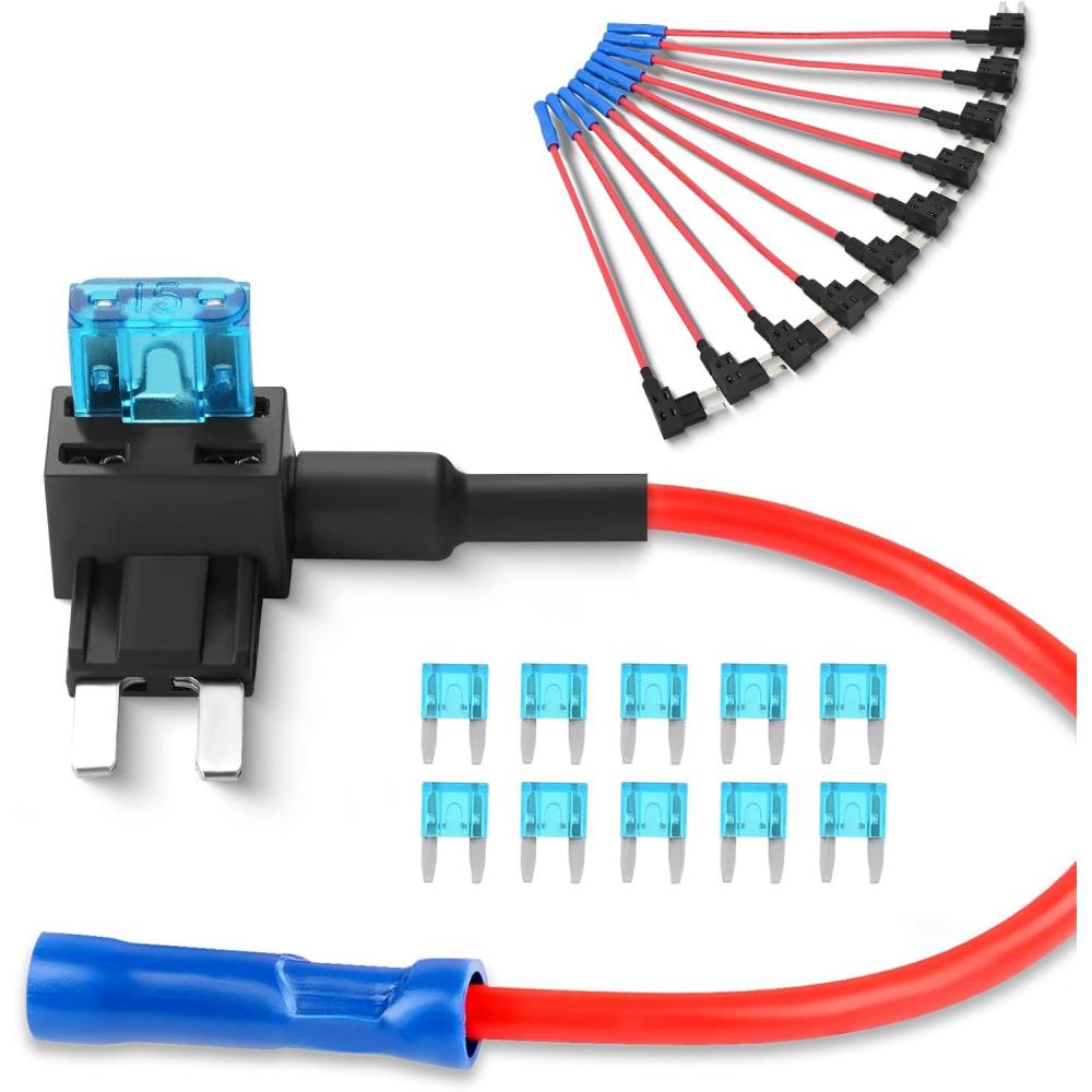 imageNilight 24 Pcs 12V Car AddaCircuit Fuse Tap Holder Standard Mini Micro2 and Low Profile Fuses Taps 4 Types ATO ATC ATM APM for Cars Trucks Boats10Pcs Mini