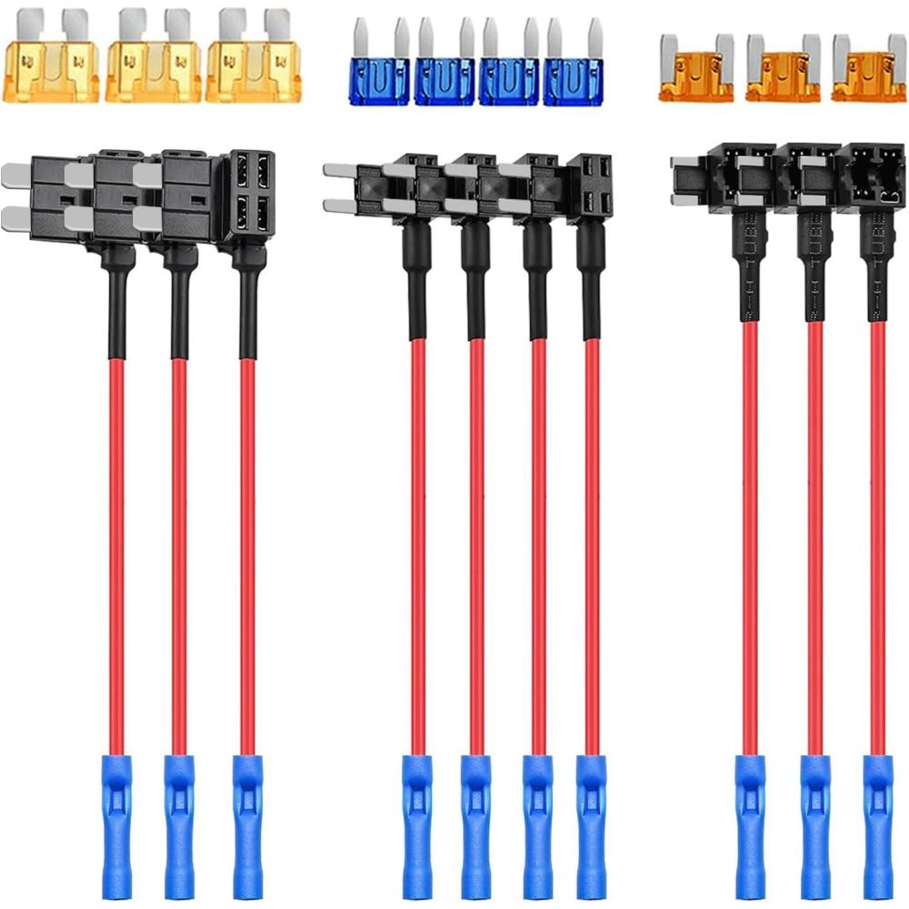 imageNilight 24 Pcs 12V Car AddaCircuit Fuse Tap Holder Standard Mini Micro2 and Low Profile Fuses Taps 4 Types ATO ATC ATM APM for Cars Trucks Boats3 Types10 Packs