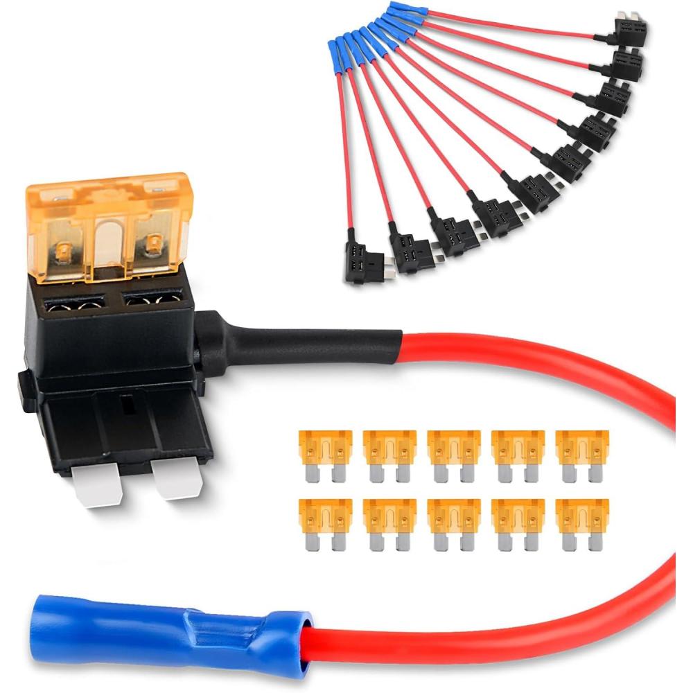 imageNilight 24 Pcs 12V Car AddaCircuit Fuse Tap Holder Standard Mini Micro2 and Low Profile Fuses Taps 4 Types ATO ATC ATM APM for Cars Trucks BoatsMulticolor