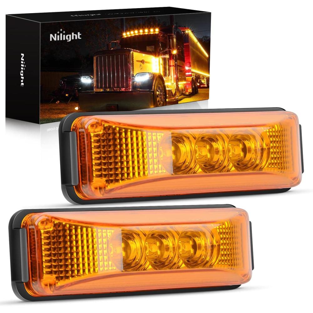 imageNilight 2PCS 39 Inch Front Rear Side Marker Lights 3 LED Amber Clearance Indicator Lamp Waterproof Sealed Surface Mounted for 12V Truck Trailer Camper RVAmber 2Pcs