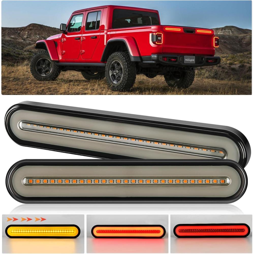 imageNilight 2PCS Trailer Tail Light Kit 40 LED Running Brake Turn Signals Reverse lights Waterproof for 1030V Truck RV UTV Camper Van Boat2Pcs 3in1 9Inch Trailer Lights
