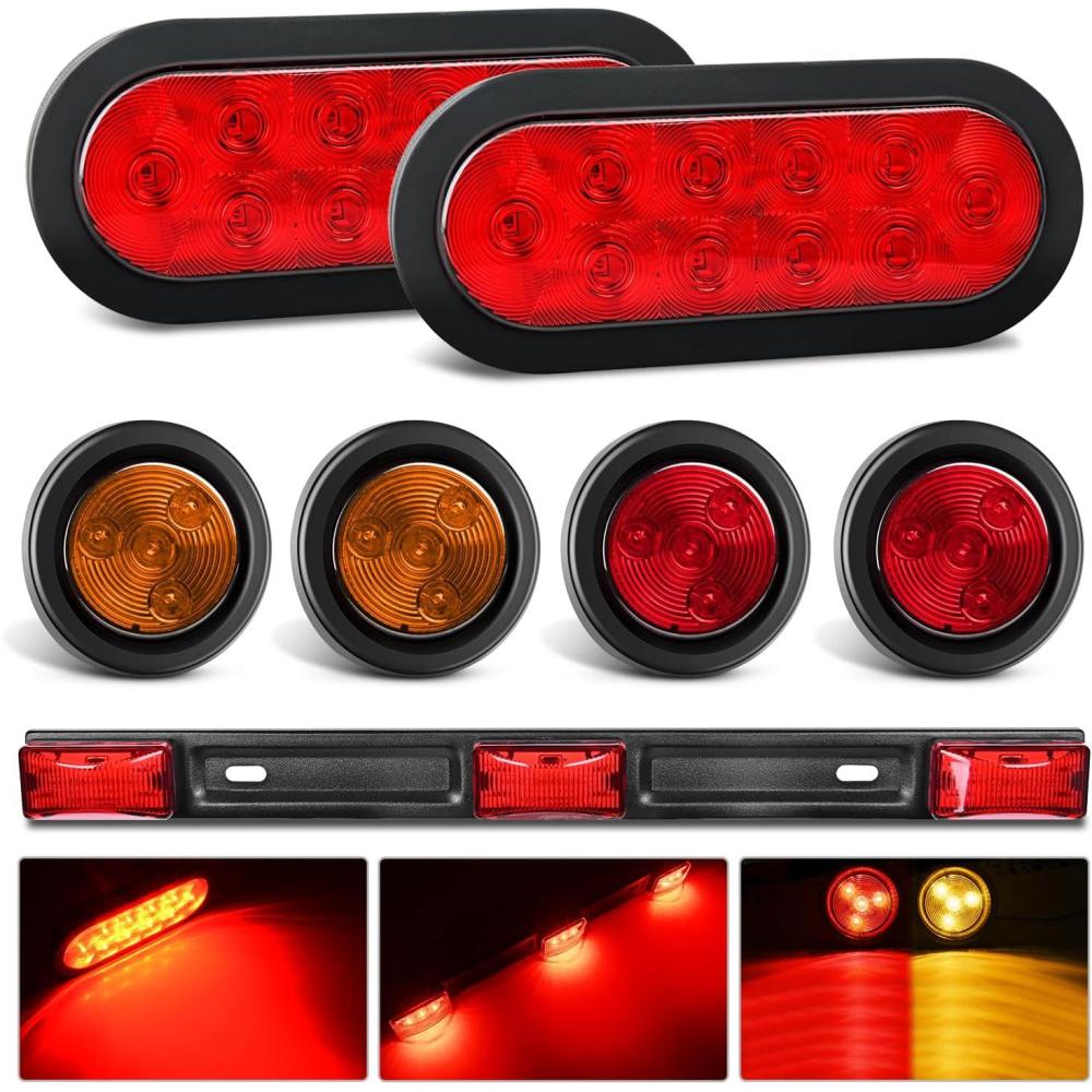 imageNilight 2PCS Trailer Tail Light Kit 40 LED Running Brake Turn Signals Reverse lights Waterproof for 1030V Truck RV UTV Camper Van BoatTail Lights wMarker Light wID Light Bar