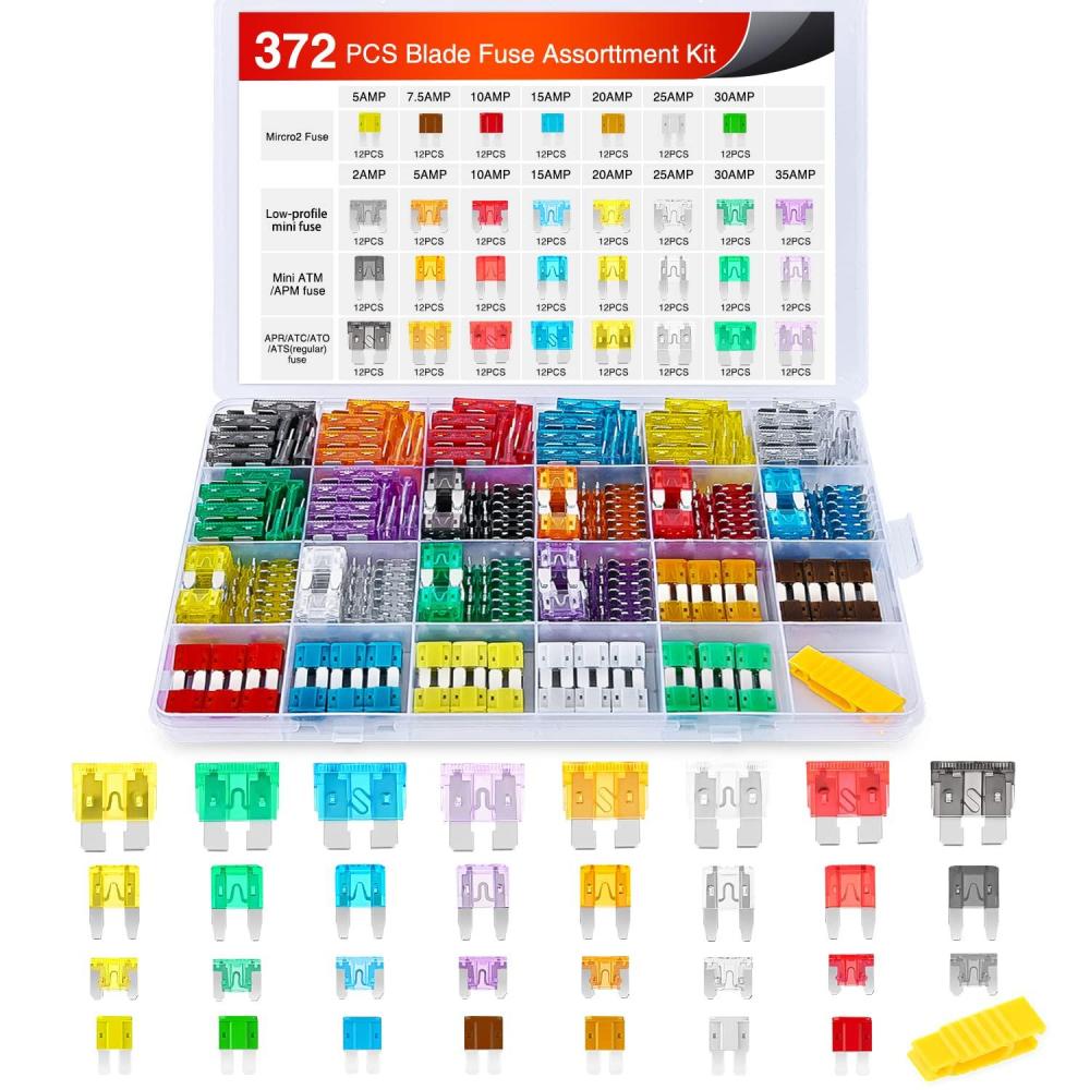 imageNilight 372 PCS Car Fuses Assortment Kit Standard Mini LP Micro2 Blade Replacement Fuse ATO ATC APS ATS APR 2A 5A 75A 10A 15A 20A 25A 30A 35A for Cars Trucks RVs372Pcs Fuse4 Style Fuses
