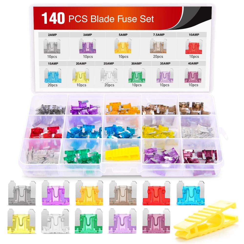 imageNilight 372 PCS Car Fuses Assortment Kit Standard Mini LP Micro2 Blade Replacement Fuse ATO ATC APS ATS APR 2A 5A 75A 10A 15A 20A 25A 30A 35A for Cars Trucks RVs140Pcs Low Profile Mini Fuse