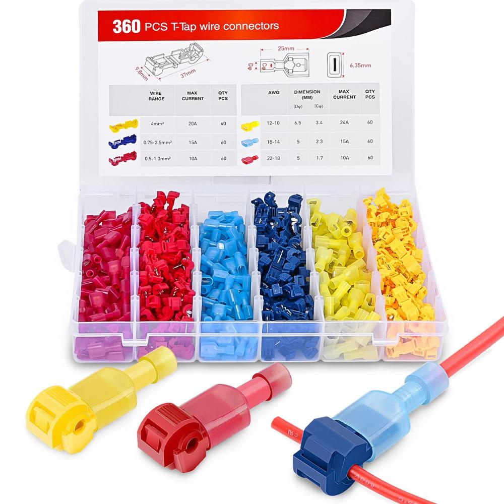 imageNilight 480PCS80 Pairs TTap Wire Connectors SelfStripping Quick Splice Electrical Wire Terminals Insulated Male Quick Disconnect Spade Terminals Assortment Kit with Storage Case 2 Years Warranty360 Pcs