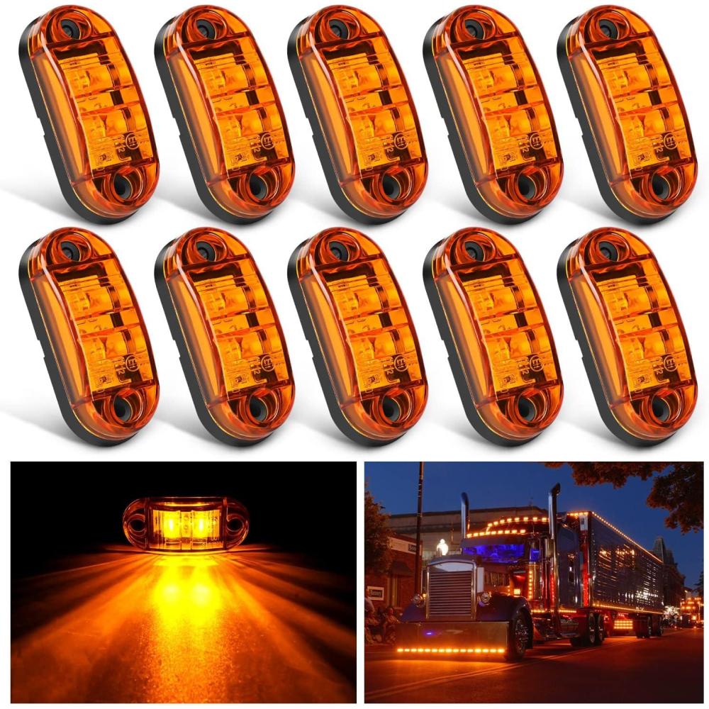 imageNilight 4PCS 39 Inch 3 Led Truck Trailer Light Front Rear LED Side Marker Lights Clearance Indicator Lamp Waterproof Sealed Surface Mounted LED Marker LightAmber 10PCS Universal
