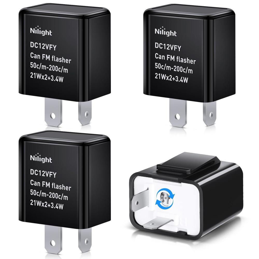 imageNilight 4PCS Flasher Relay Adjustable 2 Pin Electronic Blinker Relay 12V Fixes Motorcycle Turn Signal and Hazard Warn Hyper Blink Flash or No Flash for LED and Halogen Bulbs 2 Years Warranty2 Pin Blinker Relay