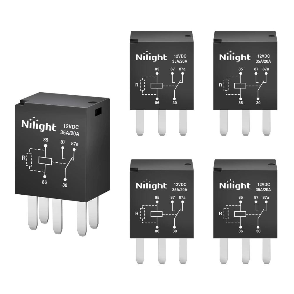 imageNilight 5PCS Automotive General Purpose Relay 4Pin SPNO 20A Micro Cooling Fan Sealed Relay Plug ampamp Play Direct Replacement for Polaris RZR 570 900 1000 SxS Slingshot Ranger Sportsman 2 Year Warranty5Pin Relay