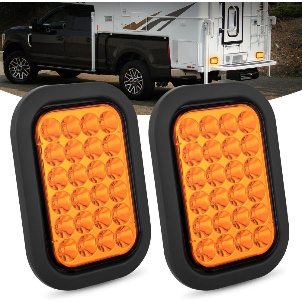 imageNilight 6 Inch Oval Amber LED Trailer Tail Lights 2PCS WFlush Mount Grommets Plugs IP67 Waterproof Turn Signals Lamp for 12V RV Camper Truck JeepAmber