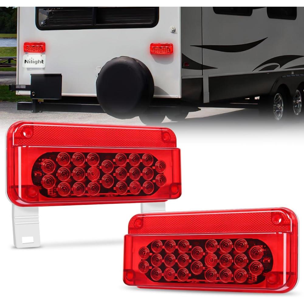 imageNilight 6 Inch Oval White LED Trailer Tail Lights Surface Mount 2PCS 10 LEDs Waterproof Reverse Back Up Trailers Lighting for Truck RV Boat Bus Lorry Camper Van CaravanRV Tail Light 54LED