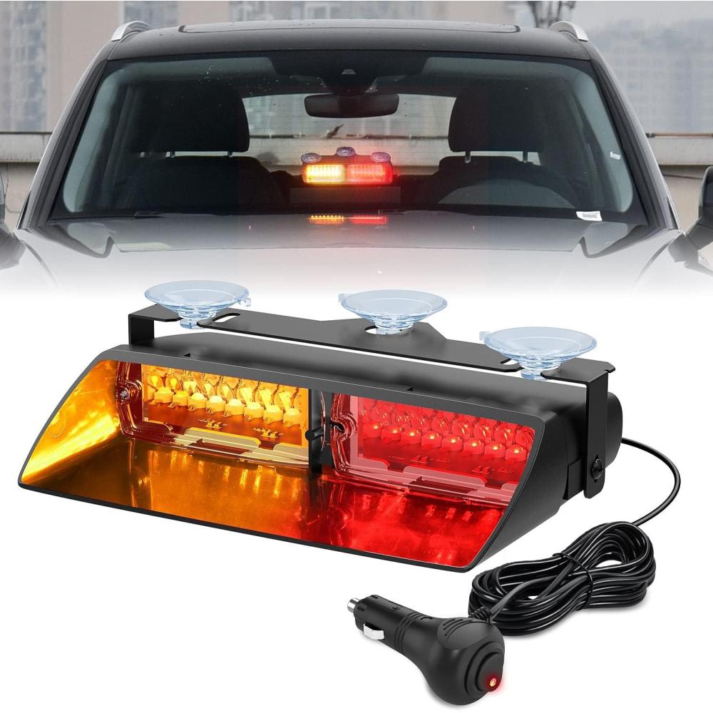 imageNilight Emergency Strobe Lights Windshield Hazard Warning Safety Flash with Suction Cups Super Bright LED Light for Police Enforcement Firefighters Vehicle TruckAmber and Red