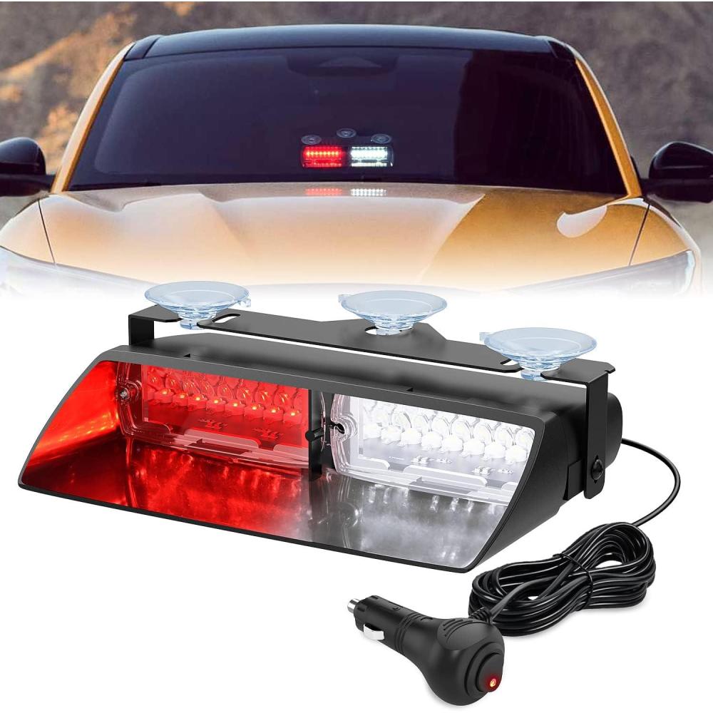 imageNilight Emergency Strobe Lights Windshield Hazard Warning Safety Flash with Suction Cups Super Bright LED Light for Police Enforcement Firefighters Vehicle TruckRed and White