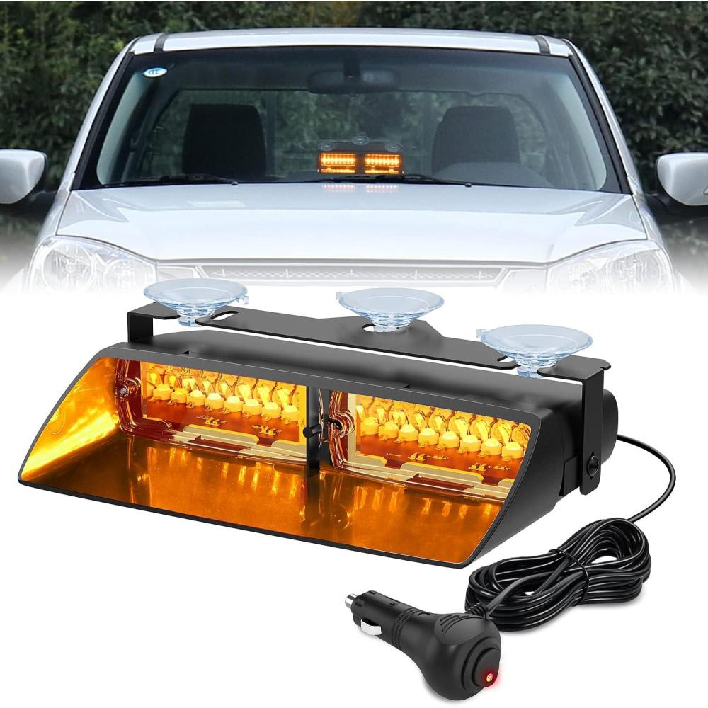 imageNilight Emergency Strobe Lights Windshield Hazard Warning Safety Flash with Suction Cups Super Bright LED Light for Police Enforcement Firefighters Vehicle TruckAmber
