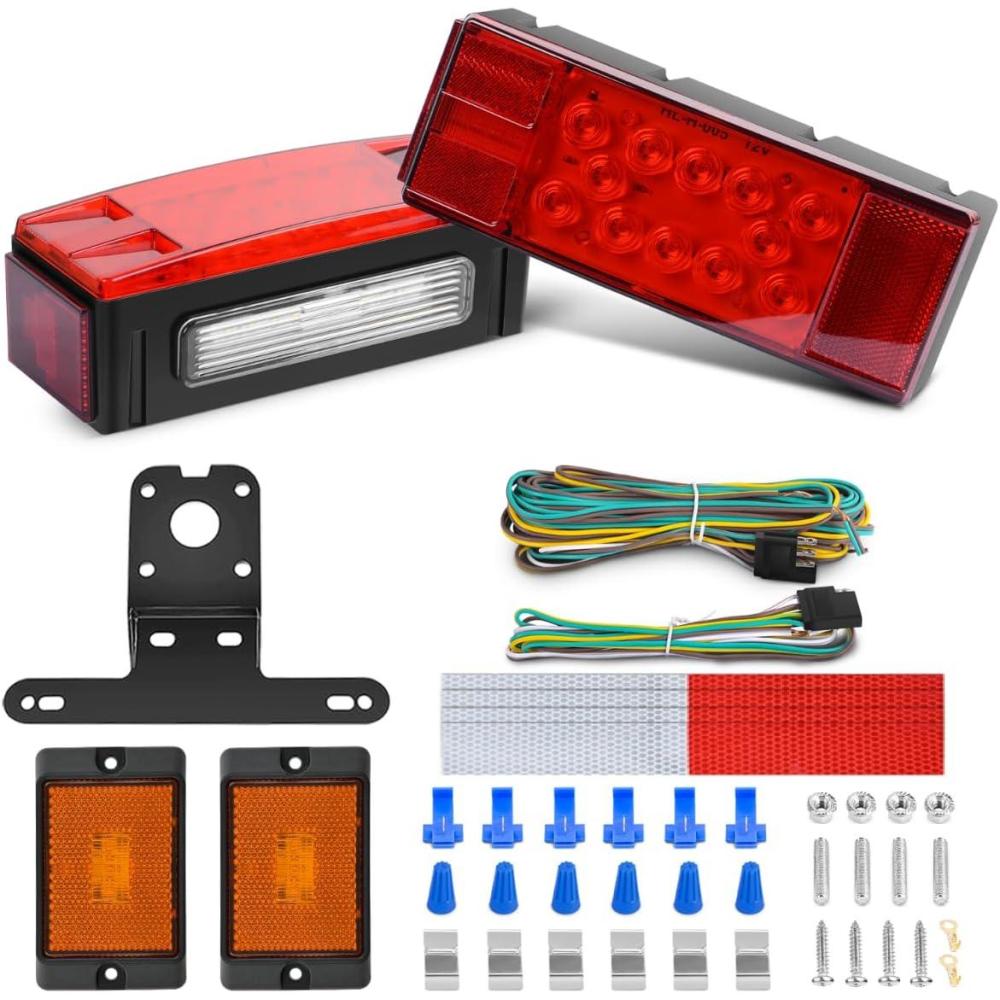 imageNilight TL20 2PCS Submersible Kit Low Profile Rectangular LED Stop Tail Turn Signal Side Marker Light on 12V RV Pickup Trucks Marine Boats Trailers 2 Years WarrantyRed White BlackTrailer LightMarker Light