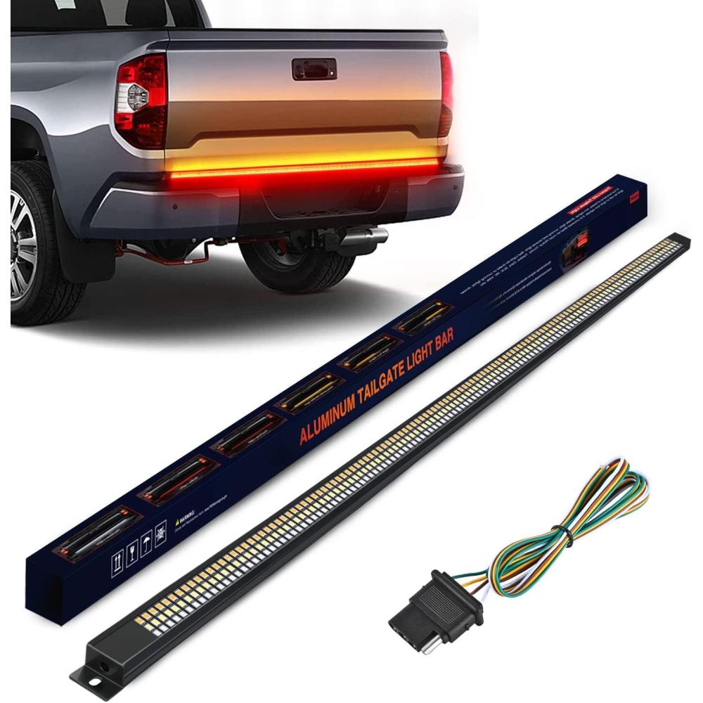 imageNilight TR04 Truck Tailgate Bar 60quot Triple Row 504 LED Strip with Red Brake White Reverse Sequential Amber Turning Signals Strobe Lights2 Years Warranty60 Aluminum Frame LED Strip