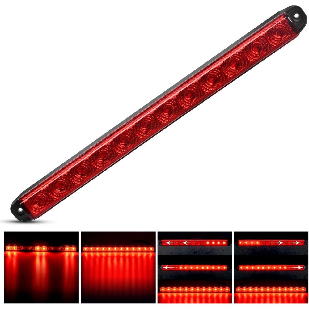 imageNilight Trailer Light 16Inch 12 LED Red Running Brake Sequential Turn Signals Lights Waterproof Rear Maker ID Bar for 12V Boat Truck RV1Pc 16 12LED Running Brake Turn