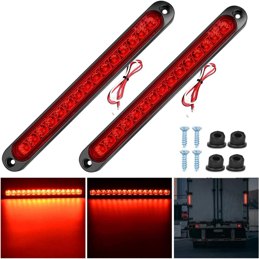 imageNilight Trailer Light 16Inch 12 LED Red Running Brake Sequential Turn Signals Lights Waterproof Rear Maker ID Bar for 12V Boat Truck RVRed 10Inch 15LED