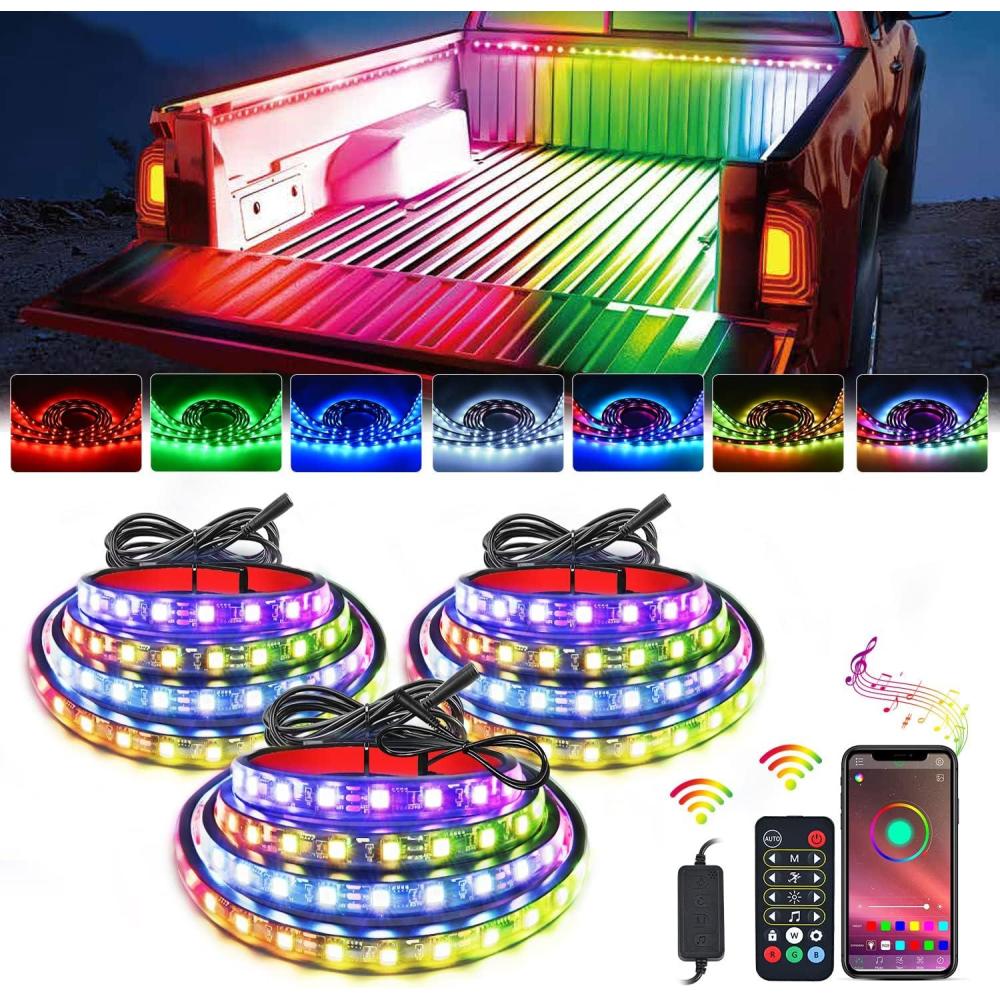 imageNilight Truck Bed Light Strip RGBIC LED Bar for Pickup Multi Dream Color DIY Music Synchronous with APP and RF Remote Control 3PCS 60 inch Cargo LightingRGBIC