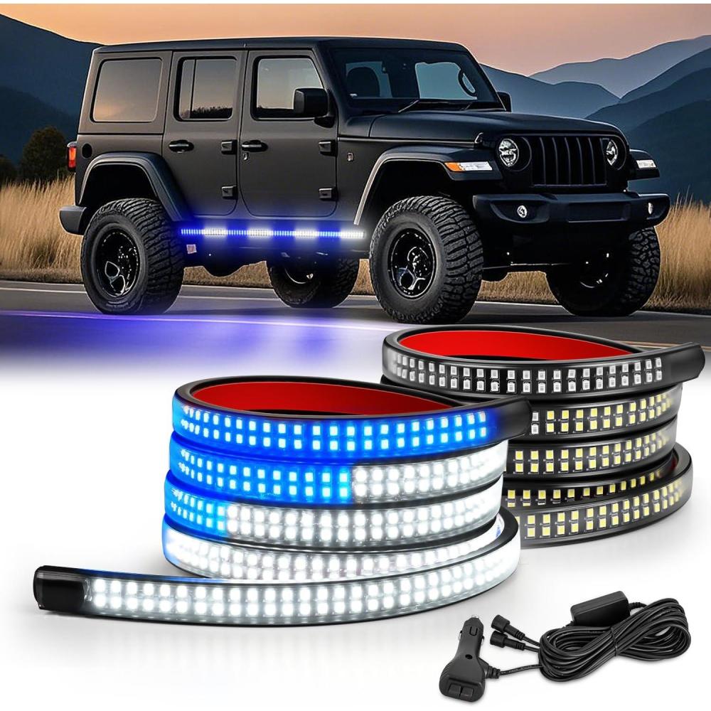 imageNilight Truck Tailgate Light Strip 7 Inch Aluminum Frame Double Row 60 LED Red Running Brake Amber Sequential Turn Signals Strobe Lights Bar for Trailer Hitch Cargo Carrier Luggage RackBlue White