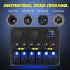 Nilight – 90123F 6 Gang ON Off Rocker Switch Panel Green Backlit 12V24V LED Digital Voltmeter Dual USB Charger Cigarette Lighter Socket Overload Protection Switch Panel For Cars RVs Boats(Blue)