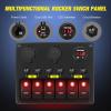 Nilight – 90123F 6 Gang ON Off Rocker Switch Panel Green Backlit 12V24V LED Digital Voltmeter Dual USB Charger Cigarette Lighter Socket Overload Protection Switch Panel For Cars RVs Boats(Red)