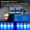 Nilight 32LED White Emergency Dash Strobe Lights with Controller Suction Cups Warning Hazard Interior Front/Rear Windshield Deck Split Light Bar for Trucks Construction Vehicles(Blue)