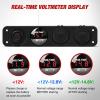 Nilight 4 in 1 ON/Off Charger Socket Panel PD Type C and QC 3.0 USB Power Outlet LED Voltmeter Cigarette Lighter Rocker Toggle Switches for Truck Car Boats RV(Red)