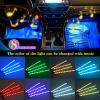 Nilight 48 LEDs DC 5V Multicolor Music Car Strip Light Under Dash Lighting Kit with Sound Active Function and Wireless Remote Control, 2 Years Warranty, 4PCS USB Interior Lights(4PCS USB Interior Lights)