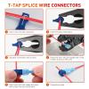 Nilight 480PCS/80 Pairs T-Tap Wire Connectors Self-Stripping Quick Splice Electrical Wire Terminals Insulated Male Quick Disconnect Spade Terminals Assortment Kit with Storage Case, 2 Years Warranty(120Pcs 16-14AWG)