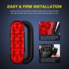 Nilight 4PCS 6″ Oval LED Trailer Tail Lights 4PCS 10 LED w/Flush Mount Grommets Plugs Reverse/Back Up Trailer Lights for RV Truck Jeep(Red)