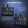 Nilight 6 Gang Rocker Switch Panel Laser Etched Aluminum LED Light Bar with Cigarette Lighter and Dual USB Charger Voltmeter for 12V-24V Cars Trailers UTV Boats RVs Campers(6 Gang upgraded)