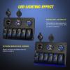 Nilight 6 Gang Rocker Switch Panel Laser Etched Aluminum LED Light Bar with Cigarette Lighter and Dual USB Charger Voltmeter for 12V-24V Cars Trailers UTV Boats RVs Campers(6 Gang)