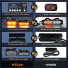 Nilight 8PCS LED Strobe lights 12V Sync Feature Amber White 12 24LED Emergency Hazard Warning Lights with Controller for Cars Trucks RVs Campers, 2 Years Warranty(Amber Lights w/Controller 8Pcs)