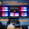 Nilight 8PCS LED Strobe lights 12V Sync Feature Amber White 12 24LED Emergency Hazard Warning Lights with Controller for Cars Trucks RVs Campers, 2 Years Warranty(Red/Blue)