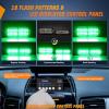 Nilight 8PCS LED Strobe lights 12V Sync Feature Amber White 12 24LED Emergency Hazard Warning Lights with Controller for Cars Trucks RVs Campers, 2 Years Warranty(Green Lights w/Controller 8Pcs)